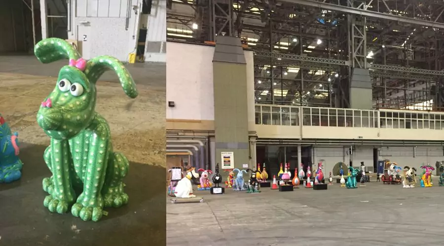 Gromit Unleashed 2 Sculptures in the Hangar at Brabazon, 2018